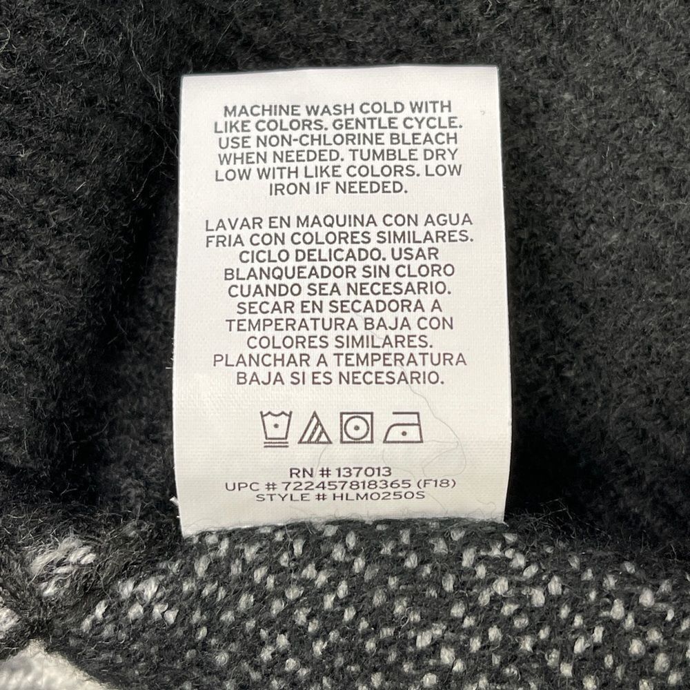 WOOLRICH black gray white buffalo check reversible blanket wrap poncho, one size - Picture 11 of 11